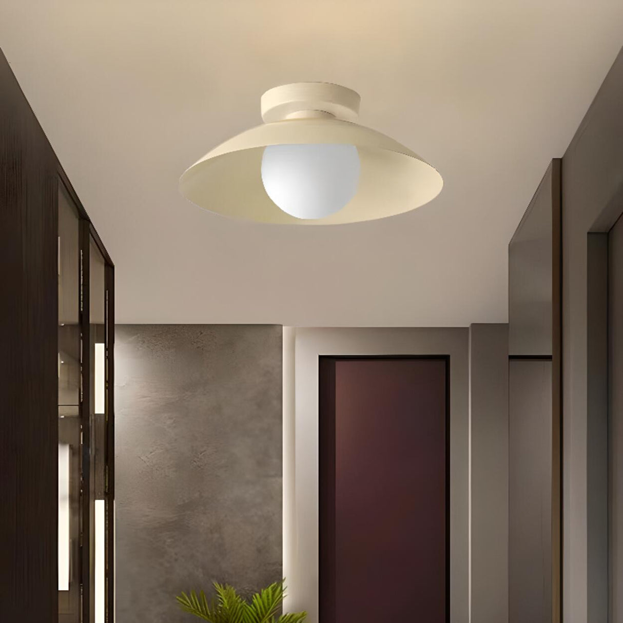 Glass Glob Solid Color Dome Semi-Flush Mount Light  Image - 3