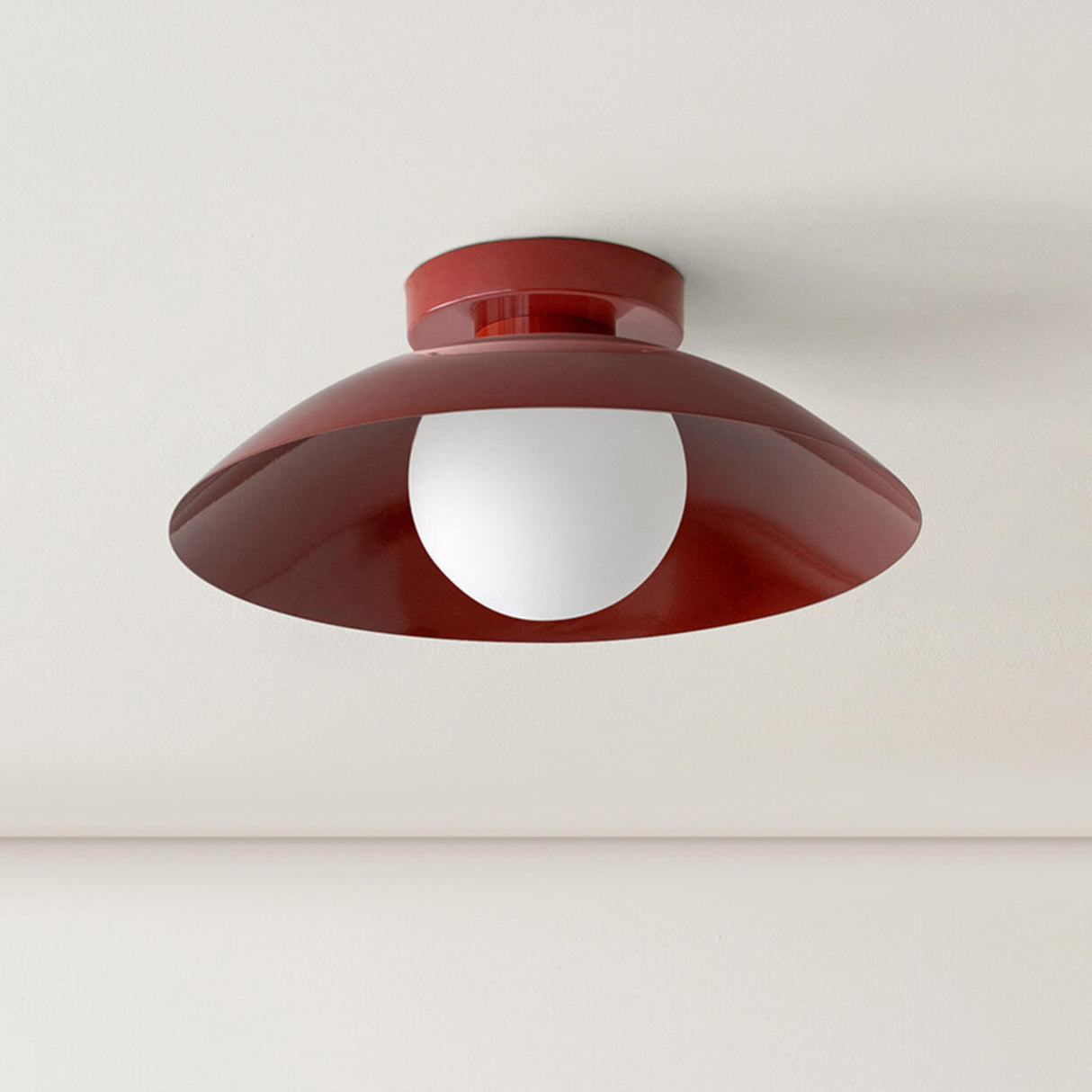 Glass Glob Solid Color Dome Semi-Flush Mount Light  Image - 7