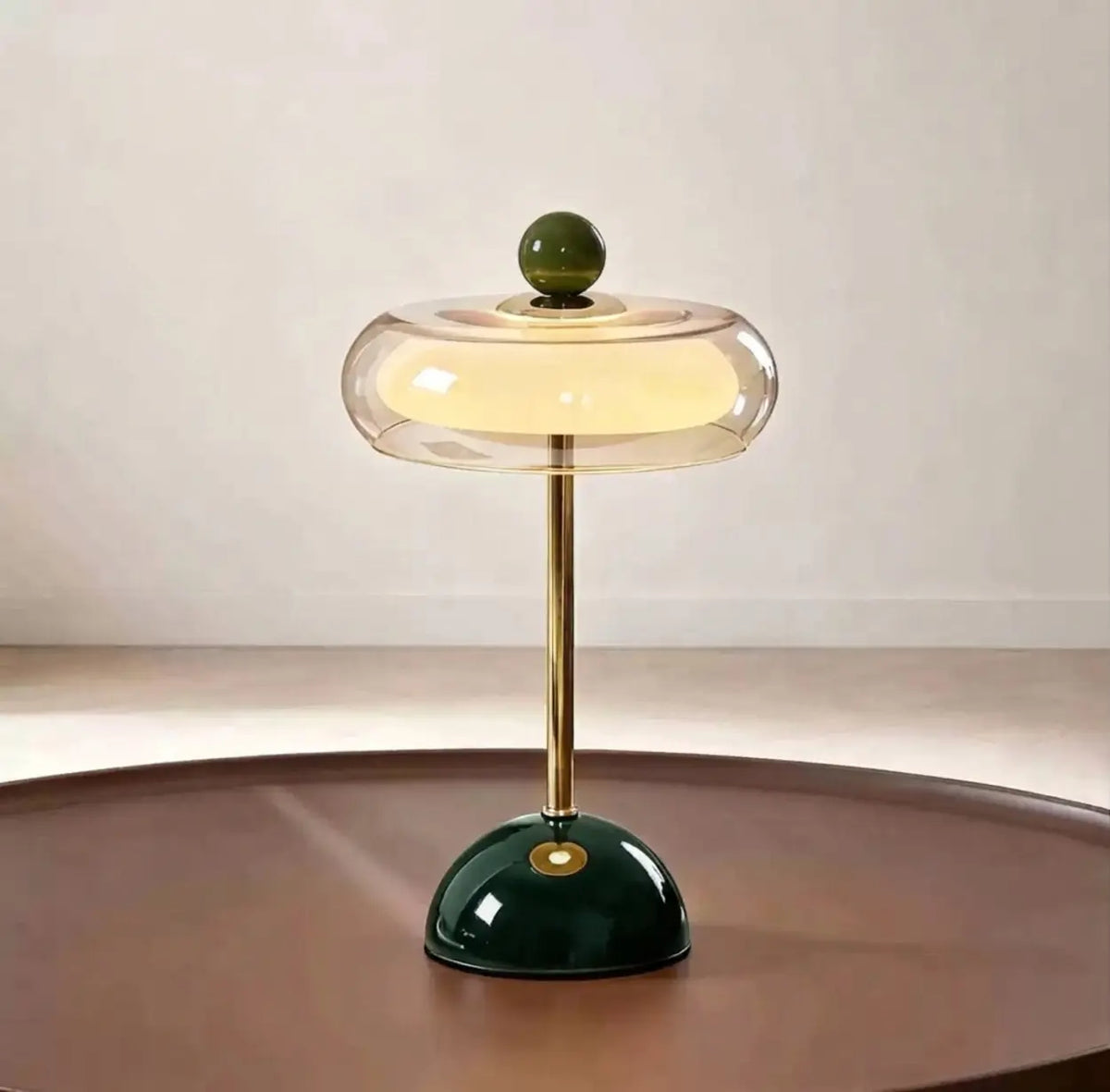 USB charging cable Green 7"W x 13.3"H Glass Mushroom LED Table Lamp with Touch Control Image - 11