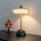 Plug In Electric Green 7"W x 13.3"H Glass Mushroom LED Table Lamp with Touch Control Image - 3