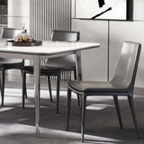 Glass Rectangle Silver Base Dining Table Set with Chair Image - 1