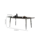 Glass Rectangle Silver Base Dining Table Set with Chair Image - 12