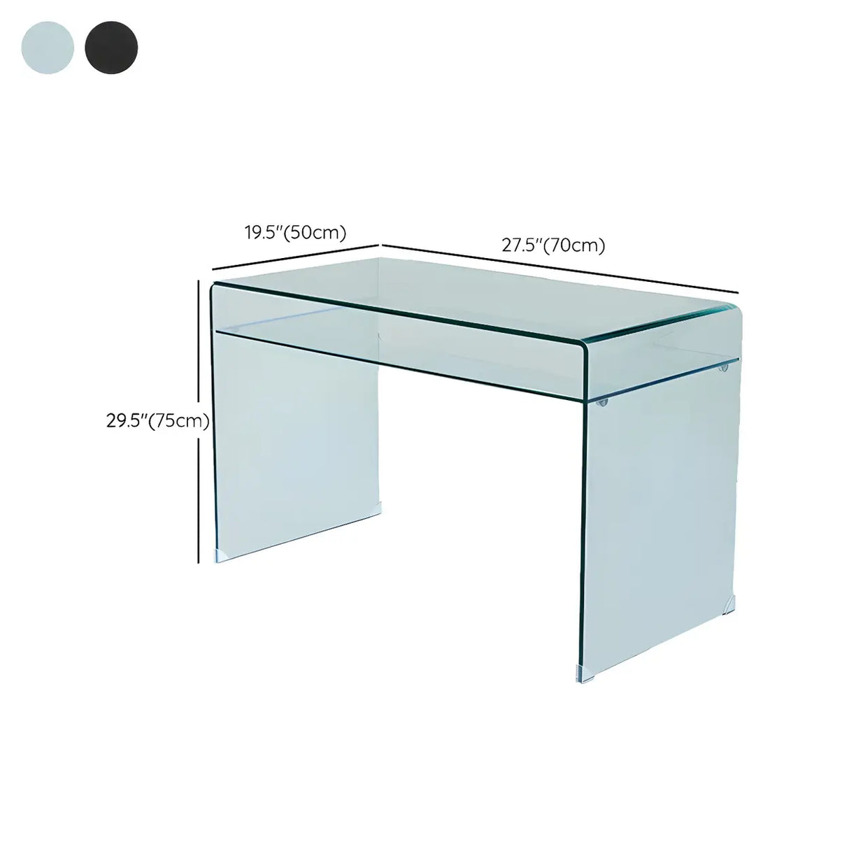 Glass Rectangular Sled Base Writing Desk with Shelves 