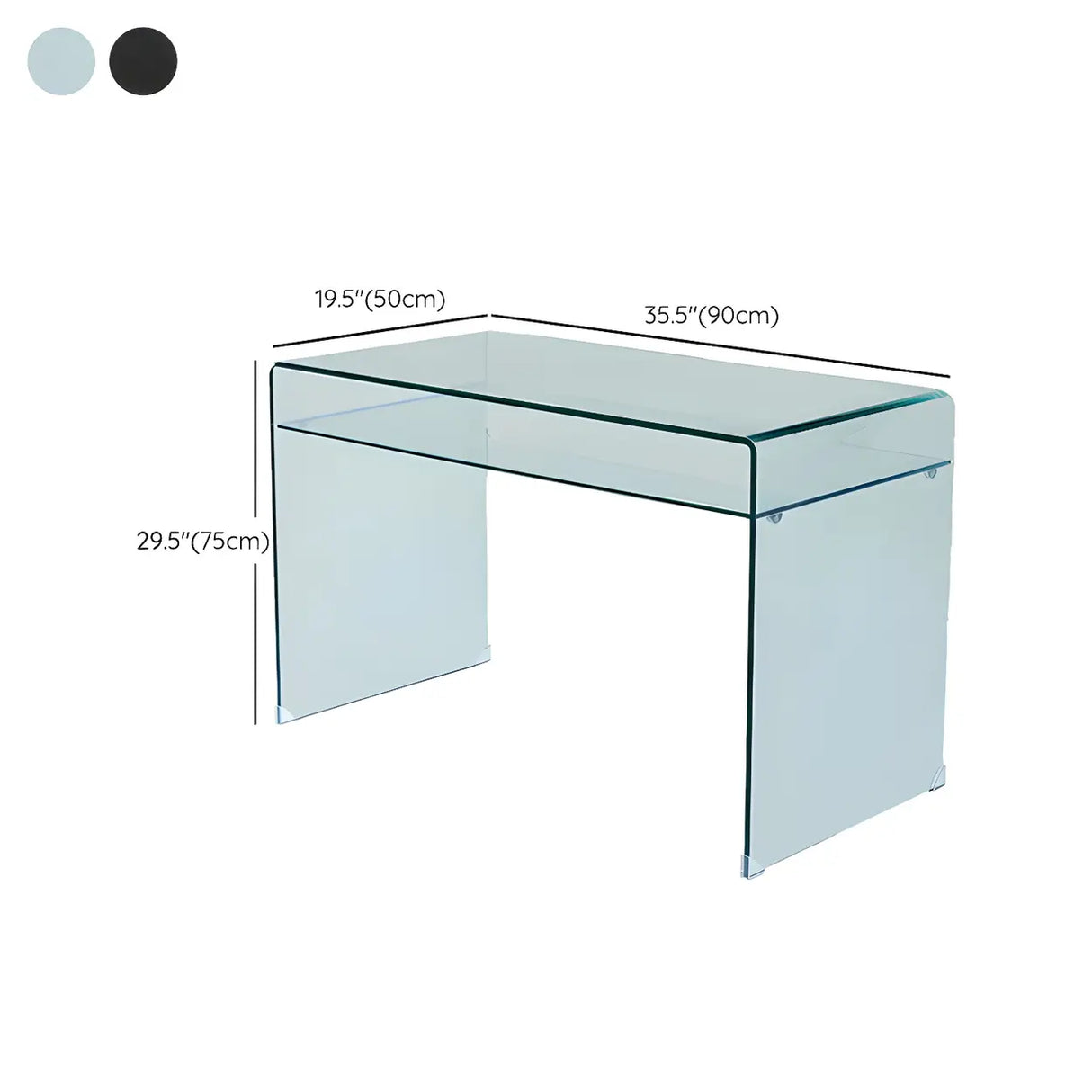 Glass Rectangular Sled Base Writing Desk with Shelves Image - 16