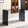 Glass Rectangular Sled Base Writing Desk with Shelves Image - 2