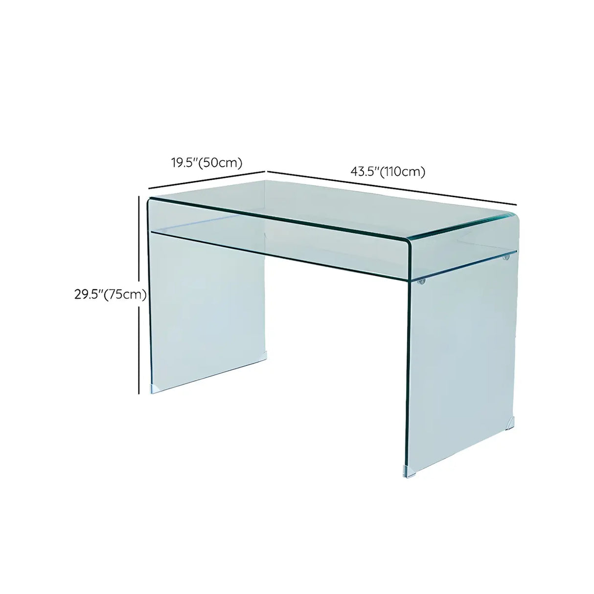 Glass Rectangular Sled Base Writing Desk with Shelves Image - 23