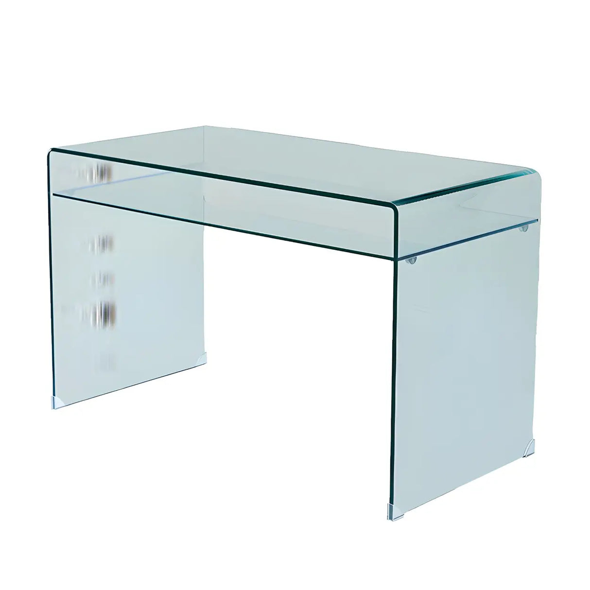 Glass Rectangular Sled Base Writing Desk with Shelves Image - 5
