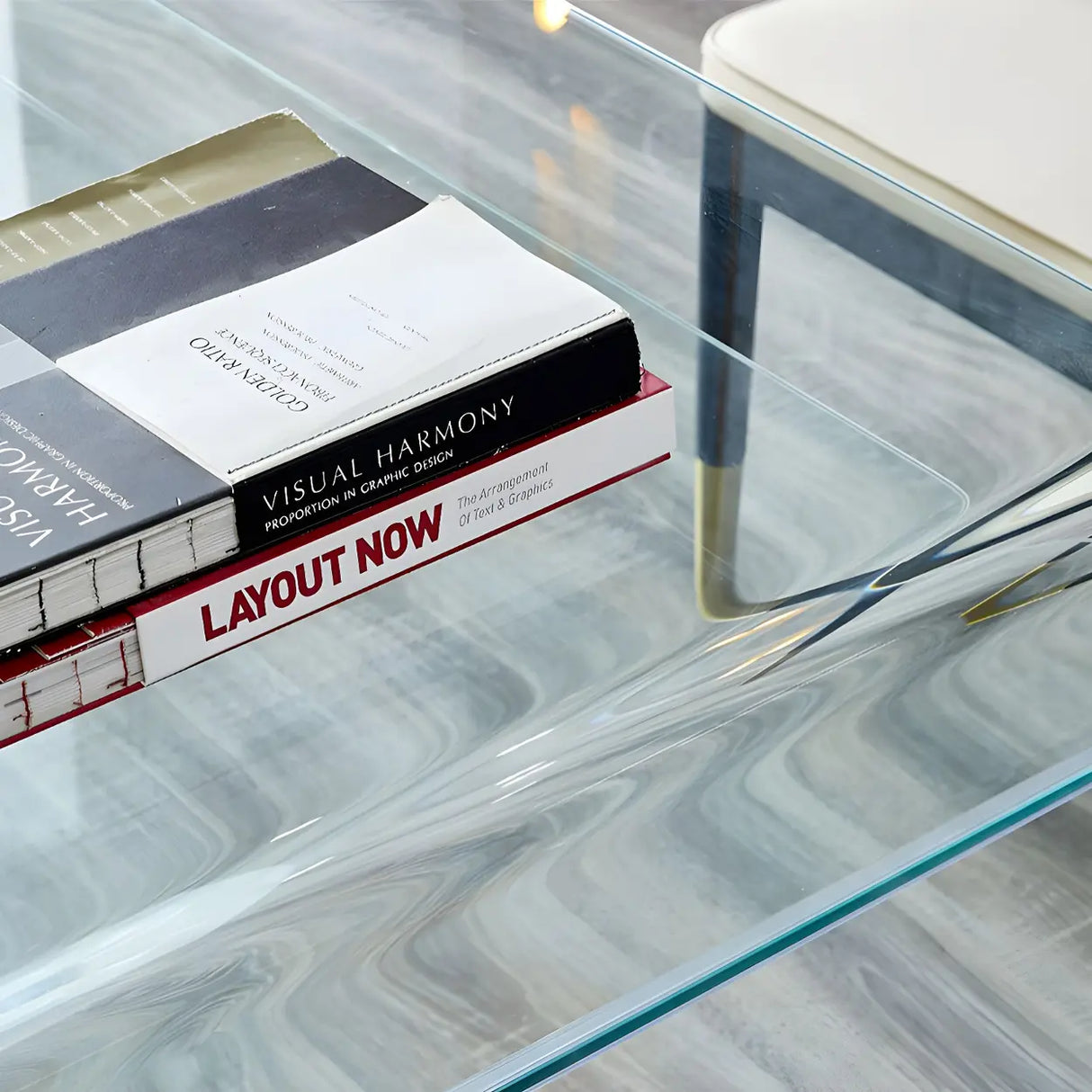 Glass Rectangular Sled Base Writing Desk with Shelves Image - 6