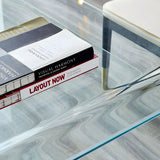 Glass Rectangular Sled Base Writing Desk with Shelves Image - 6