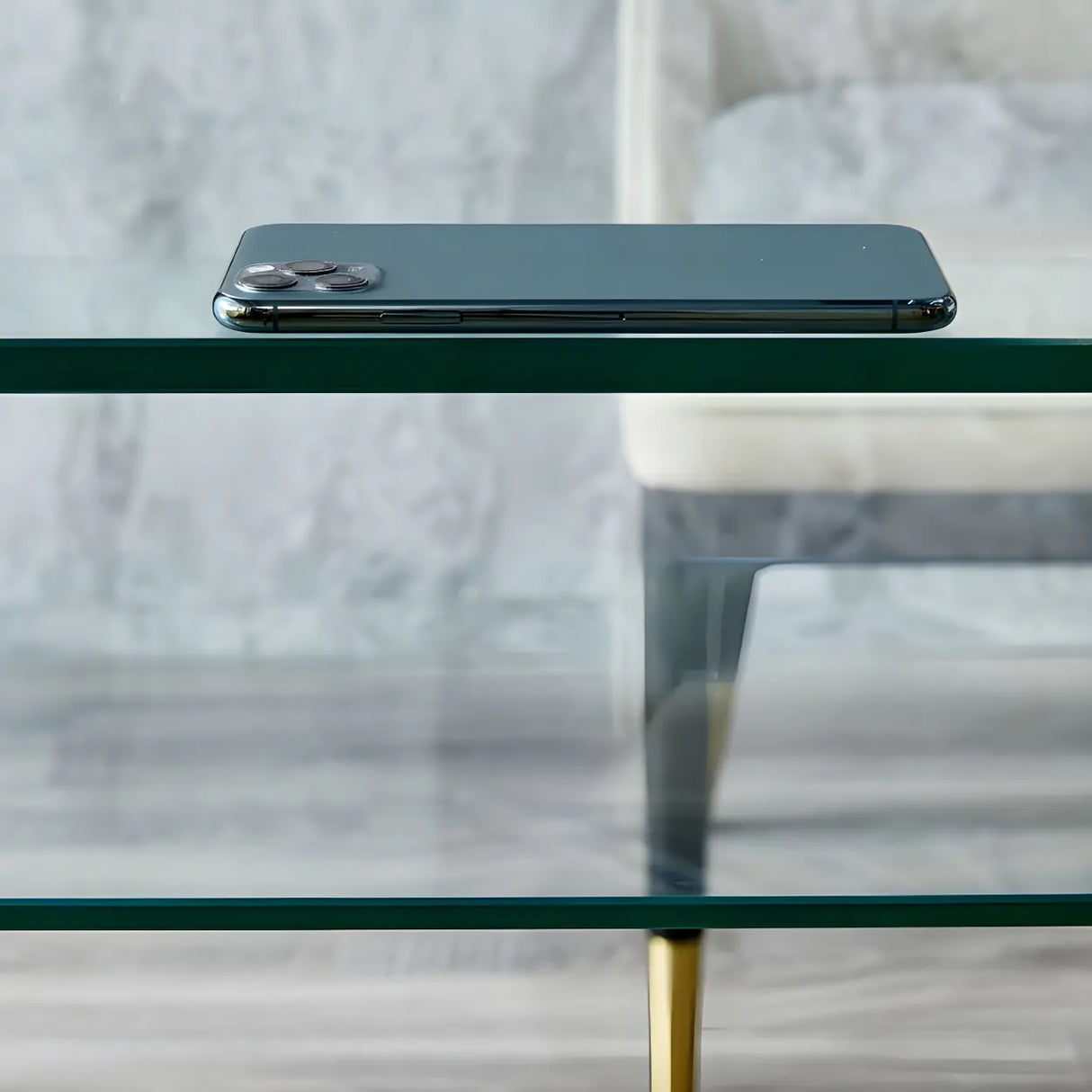 Glass Rectangular Sled Base Writing Desk with Shelves Image - 7