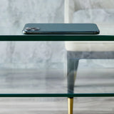 Glass Rectangular Sled Base Writing Desk with Shelves Image - 7