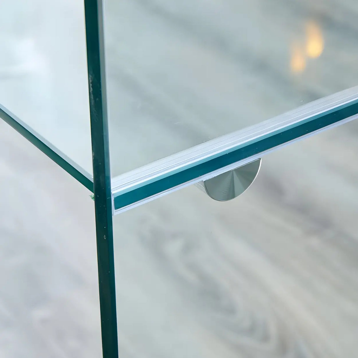 Glass Rectangular Sled Base Writing Desk with Shelves Image - 9