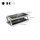 Glass Rectangular Trestle Base Shelf Coffee Table Image - 19