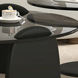 Glass Round Shape Coffee Table with Three Wooden Legs Image - 11