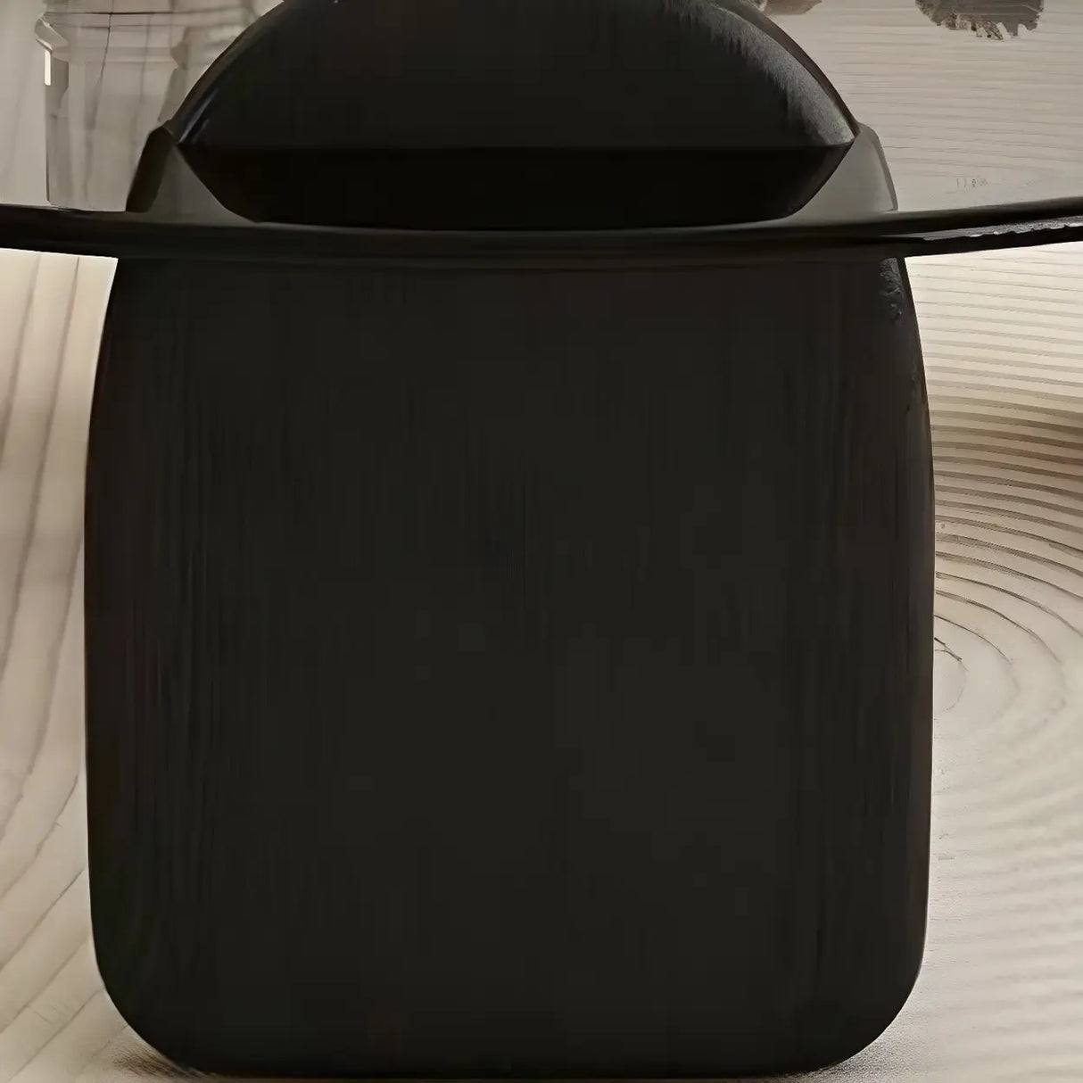 Glass Round Shape Coffee Table with Three Wooden Legs Image - 13