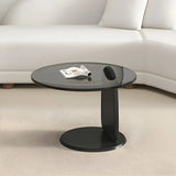 Glass Round Shape Coffee Table with Three Wooden Legs Image - 18