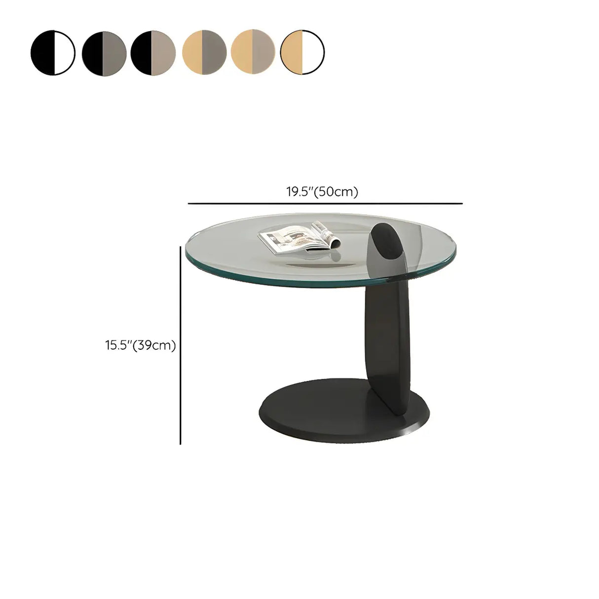 Glass Round Shape Coffee Table with Three Wooden Legs Image - 28