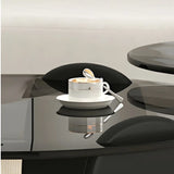 Glass Round Shape Coffee Table with Three Wooden Legs Image - 6