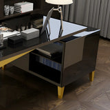 Glass Stainless Steel Base Exterior Shelf Office Desk Image - 8