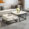 Glass Stone Square Iron Frame Nesting Coffee Tables Image - 21
