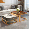 Glass Stone Square Iron Frame Nesting Coffee Tables Image - 24