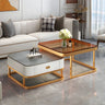 Glass Stone Square Iron Frame Nesting Coffee Tables Image - 26