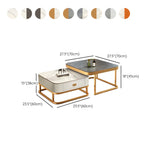 Glass Stone Square Iron Frame Nesting Coffee Tables Image - 28