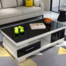 Glass Top Rectangular Wood Base Storage Coffee Table Image - 4