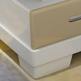 Glass Top Rectangular Wood Base Storage Coffee Table Image - 9