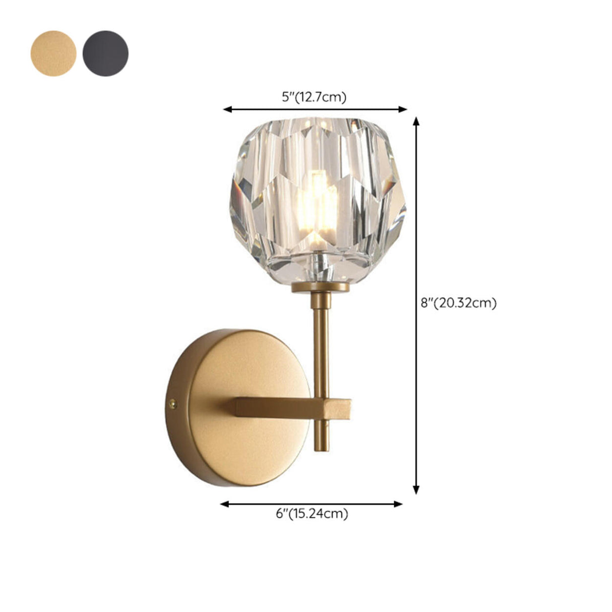 Globe Crystal Glass Metal LED Wall Light Fixture 