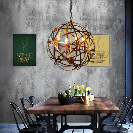 Globe Metal Candle Small Chain Gold Foyer Chandelier Image - 1