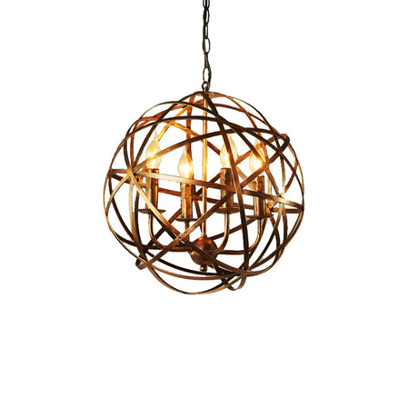 Globe Metal Candle Small Chain Gold Foyer Chandelier Image - 2