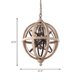 Globe Wood Metal Candle Large Chain Foyer Chandelier Image - 11