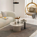 Gloss Finish Round Scratch Resistant Stone Coffee Table Image - 11