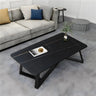 Gloss Finish Stone Rectangular Metal Frame Coffee Table Image - 4