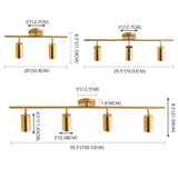 Gold Aluminum Linear Semi-Flush Mount Light 3-Light #size