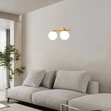 Gold and Frosted Glass Double Globe Vanity Light Image - 2