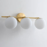 Gold and Frosted Glass Double Globe Vanity Light Image - 4
