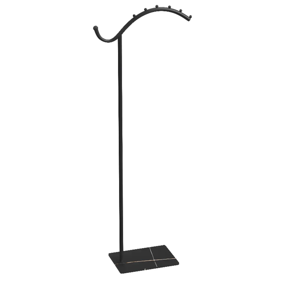 Gold and White Curved Metal Frame Hooks Entry Coat Rack Image - 6
