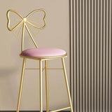Gold Butterfly Round Velvet Upholstered Tall Bar Stool Image - 13