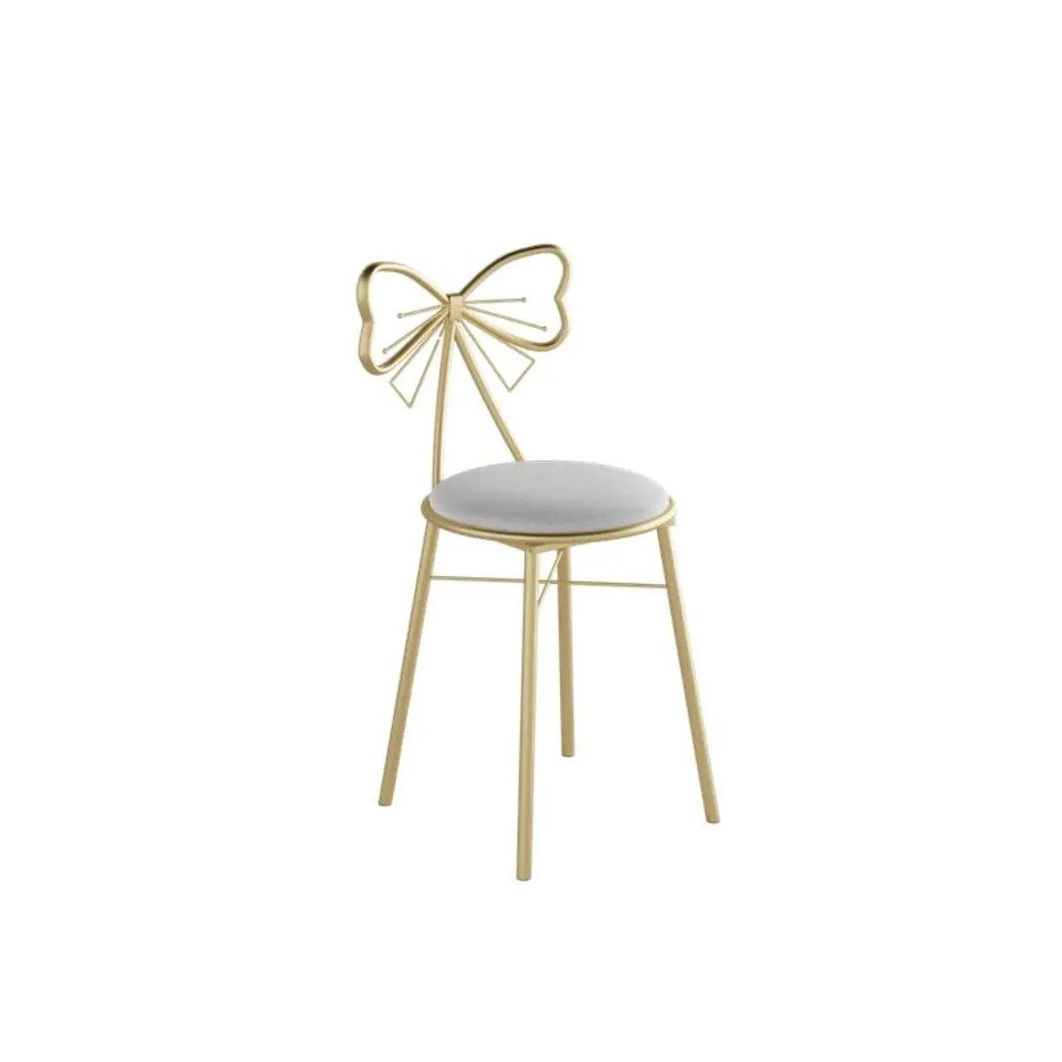 Gold Butterfly Round Velvet Upholstered Tall Bar Stool Image - 18