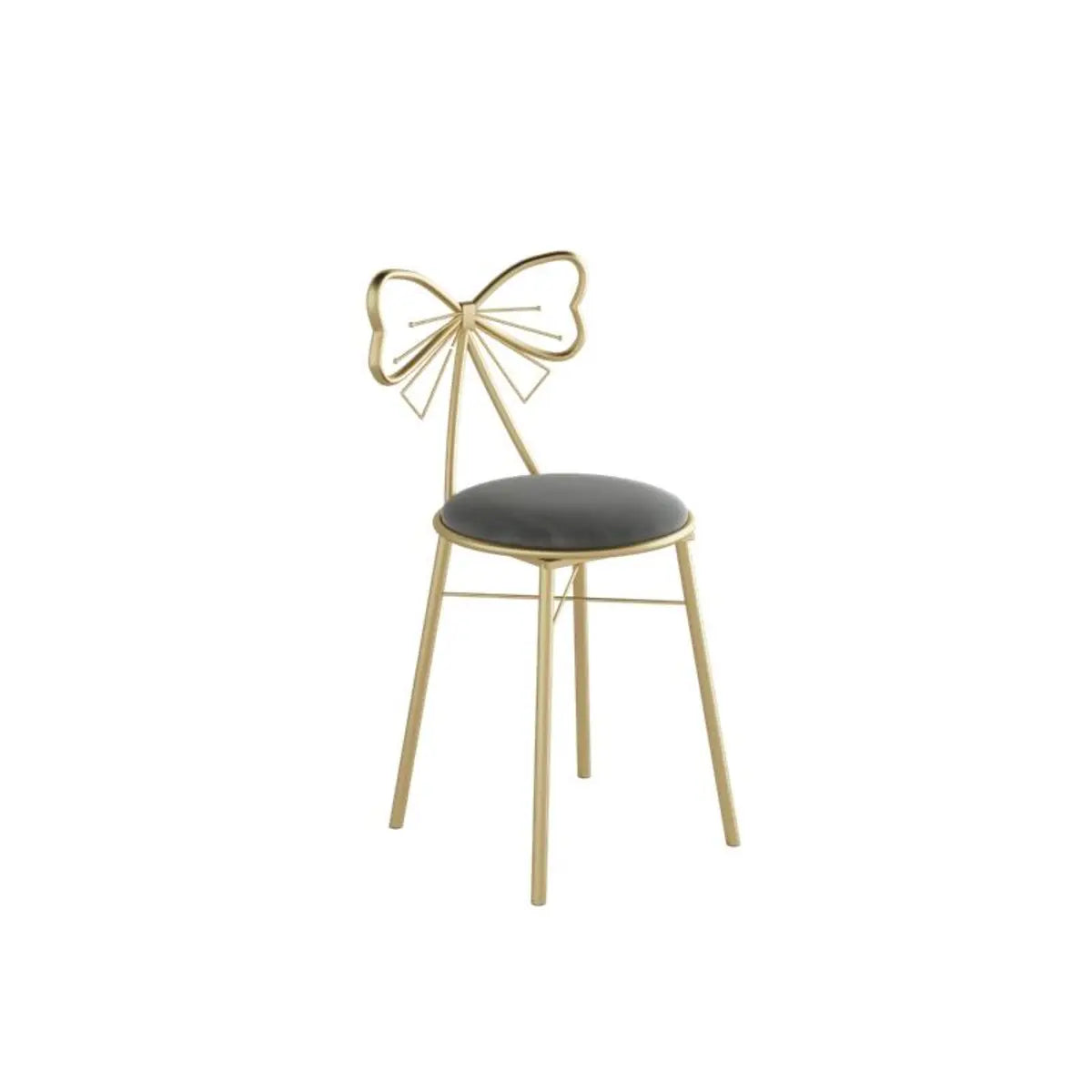 Gold Butterfly Round Velvet Upholstered Tall Bar Stool Image - 19