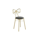 Gold Butterfly Round Velvet Upholstered Tall Bar Stool Image - 19