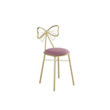 Gold Butterfly Round Velvet Upholstered Tall Bar Stool Image - 20