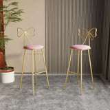 Gold Butterfly Round Velvet Upholstered Tall Bar Stool Image - 3