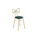 Gold Butterfly Round Velvet Upholstered Tall Bar Stool Image - 21