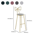 Gold Butterfly Round Velvet Upholstered Tall Bar Stool #size