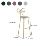 Gold Butterfly Round Velvet Upholstered Tall Bar Stool Image - 24