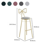 Gold Butterfly Round Velvet Upholstered Tall Bar Stool Image - 25