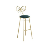 Gold Butterfly Round Velvet Upholstered Tall Bar Stool Image - 7